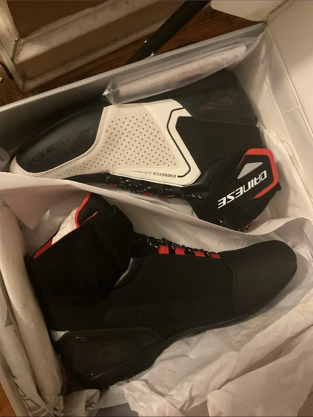 Dainese Men's Black Riding Boot with Red Accents